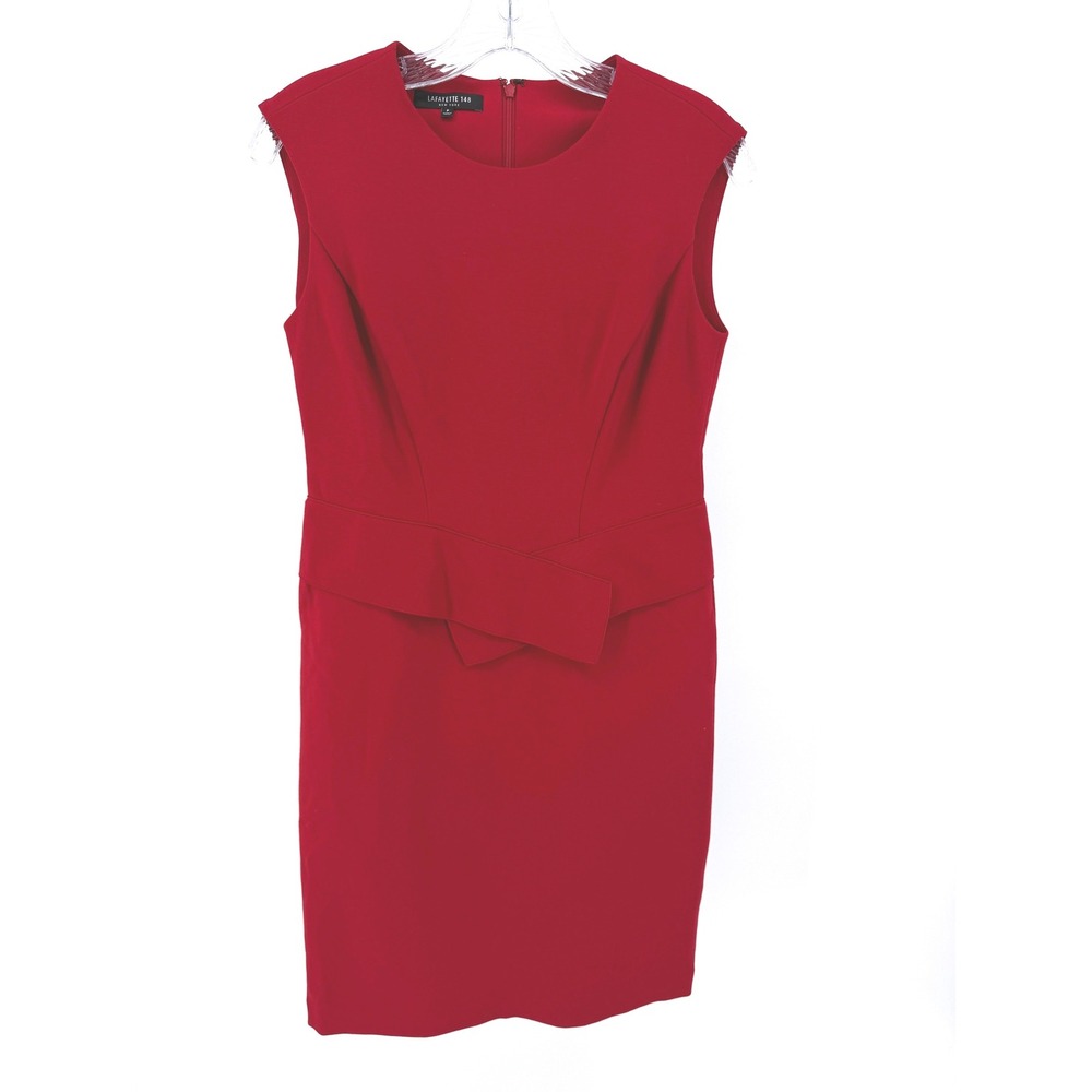 Lafayette 148 New York Size 0 Small P Sleeveless Peplum Dress Red Career Party
